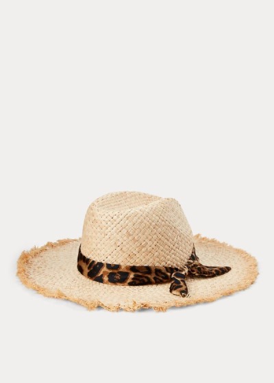 Women's Ralph Lauren Leopard-Bow Raffia Sun Hats | 683702MFN